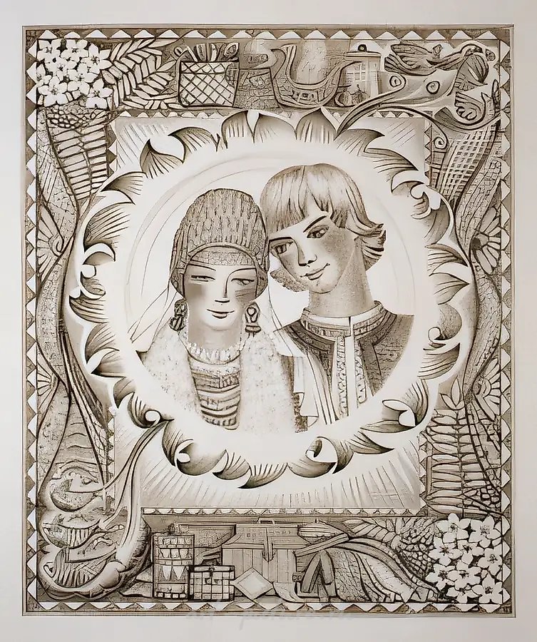 Чердынская свадьба, 1979, литография, 63x51 см