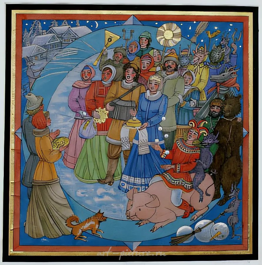 Игры, гадания, предсказания, 1996, гуашь, тушь, 40x34 см