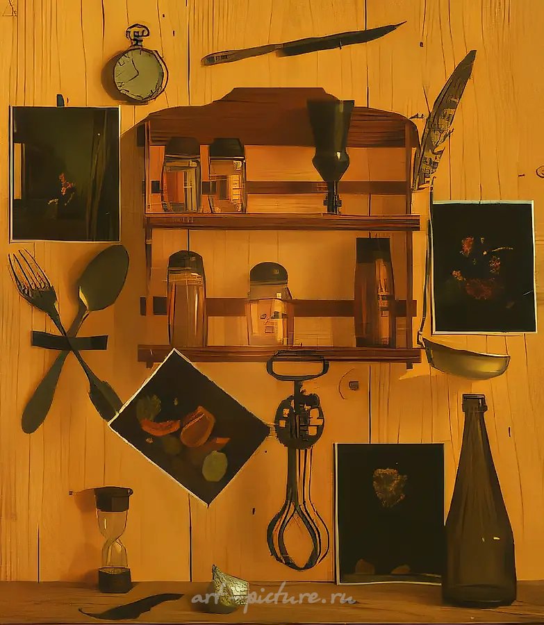 Кухонный натюрморт «Иллюзия», 1995, холст, масло, 60x50. Частная коллекция, Тольятти, Россия