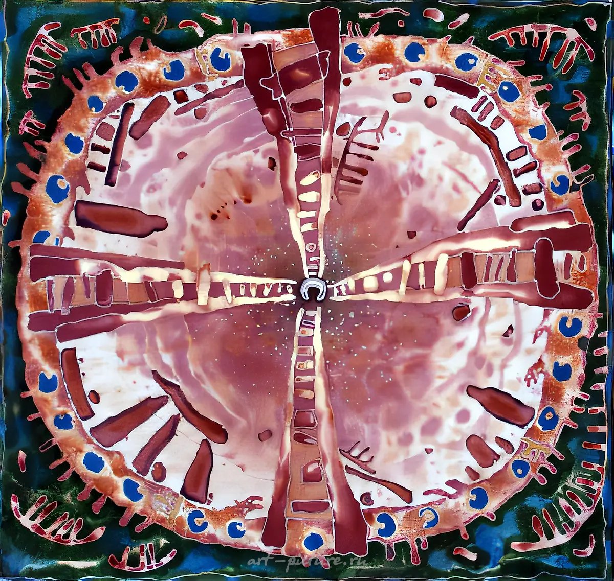Стоунхендж, 1997, роспись, текстиль, 70x70. Собственность автора, $350
