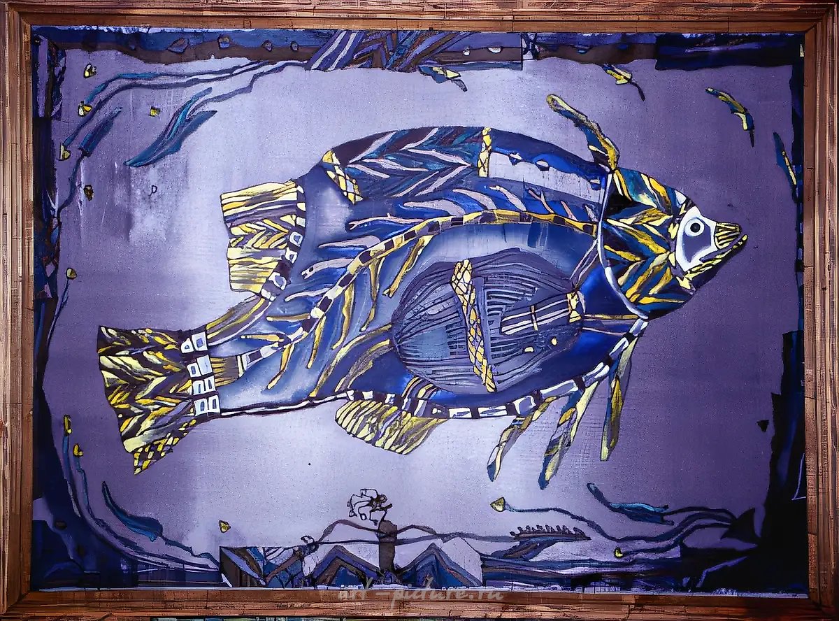 Латимерия, 1995, смешанная техника, роспись, шёлк, 90x70. Собственность автора, $450
