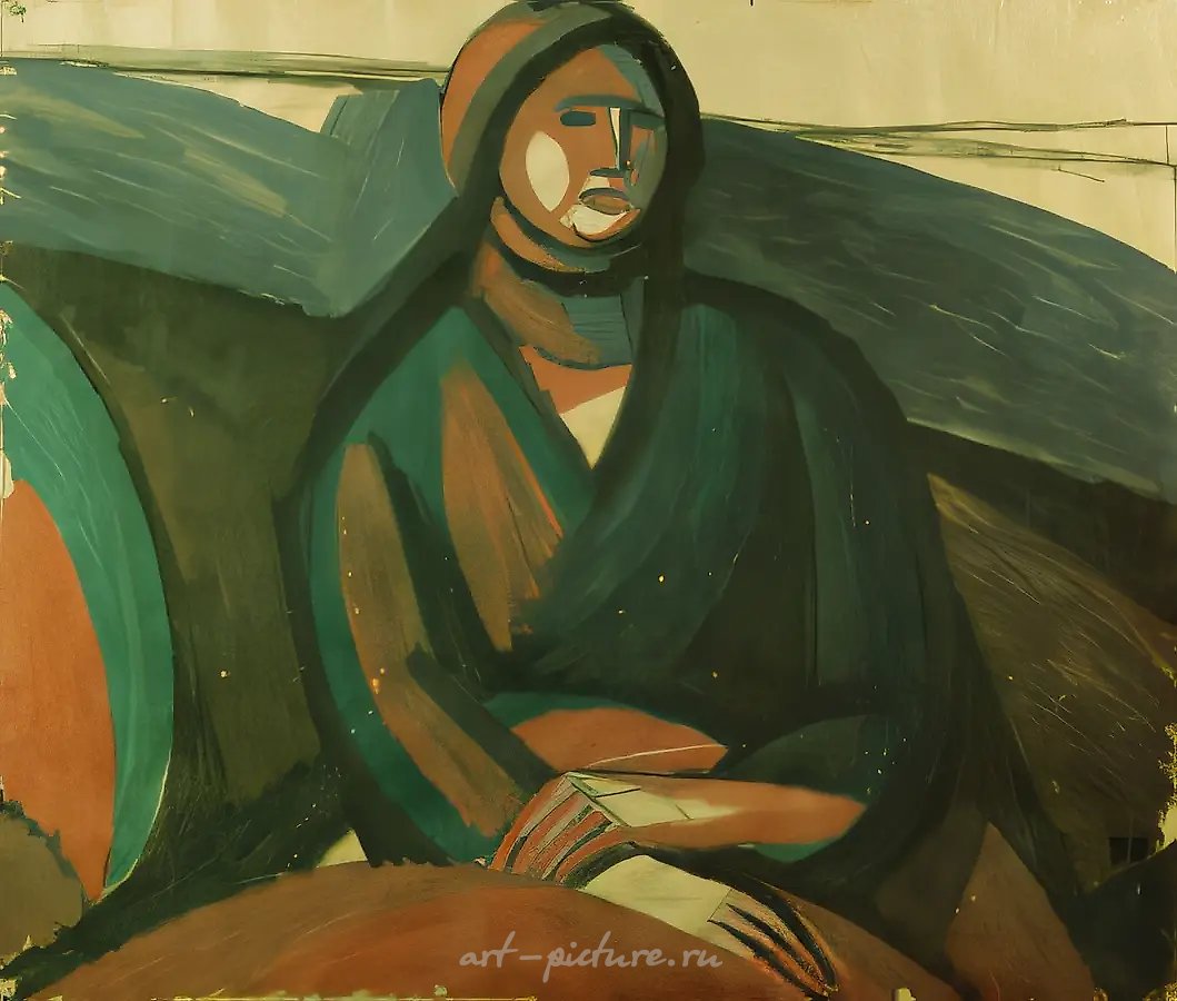 Портрет художницы, 0, картон, темпера, 90x100