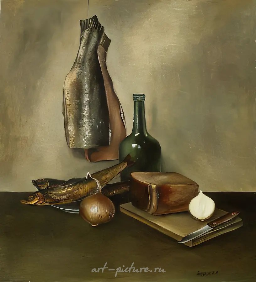 Натюрморт с балыком, 1978, картон, масло, 62,5 х 60