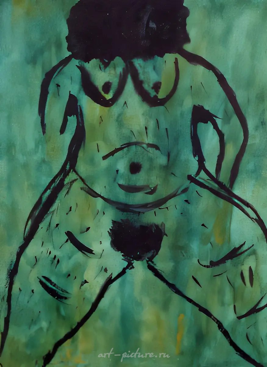 Наказанная мастурбаторша, 1996, бумага, акварель, 30х40 Частная коллекция