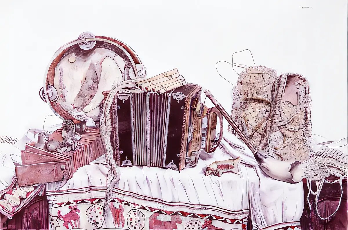 Скоморошьи игры, 1998, бумага, акварель, шариковая ручка, 65x95. Собственность автора, $1500
