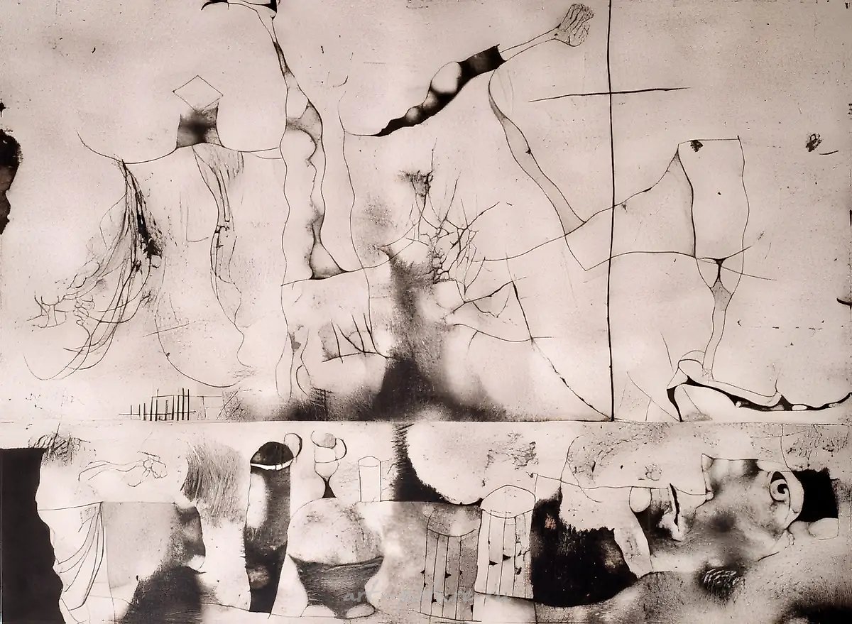 Стриптиз. (Центральная часть триптиха
  "Вечер в ресторане"), 1995,  офорт, 48 х 64