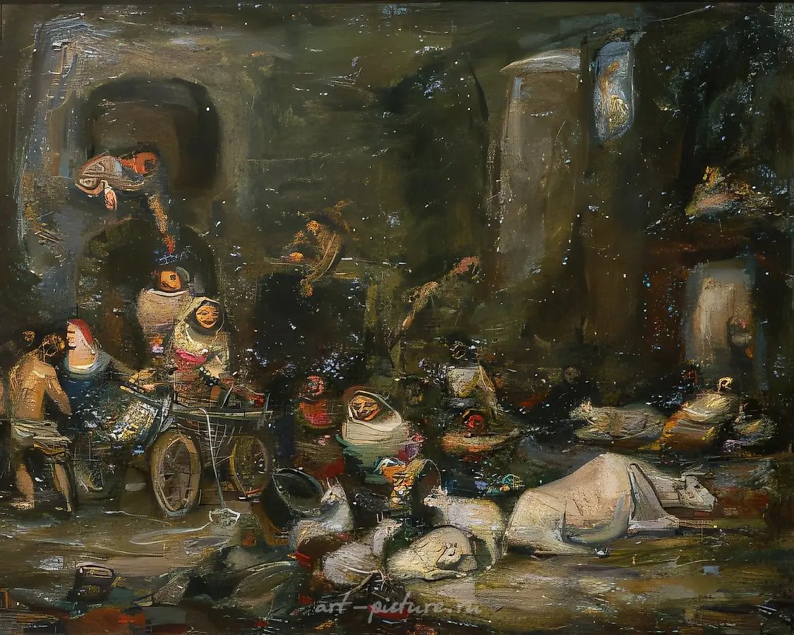 Переселенцы., 1996, холст, масло, 80 х 100