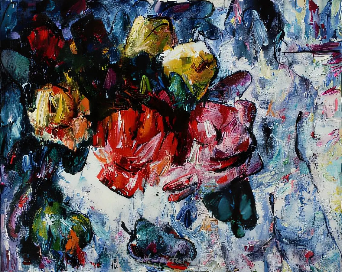 Цветы и модель, 1996, холст, масло, 81 x 101,5