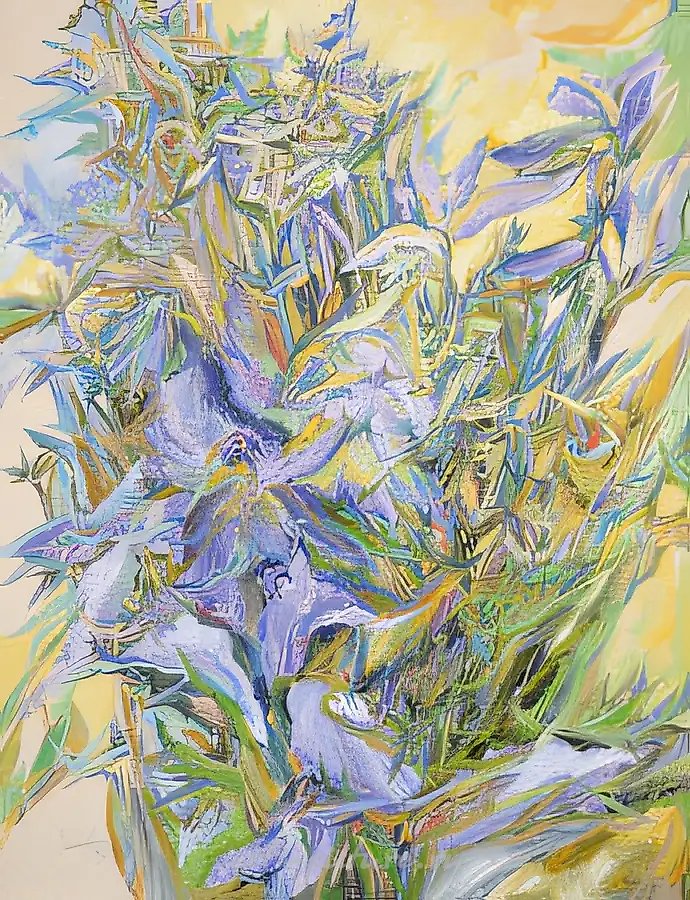 Ирисы, 1997, бумага, акрил, 65 х 50