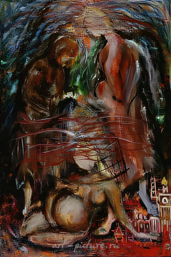 Три беременные российские
грации.                   
, 1994,   холст, масло, 90 x 60