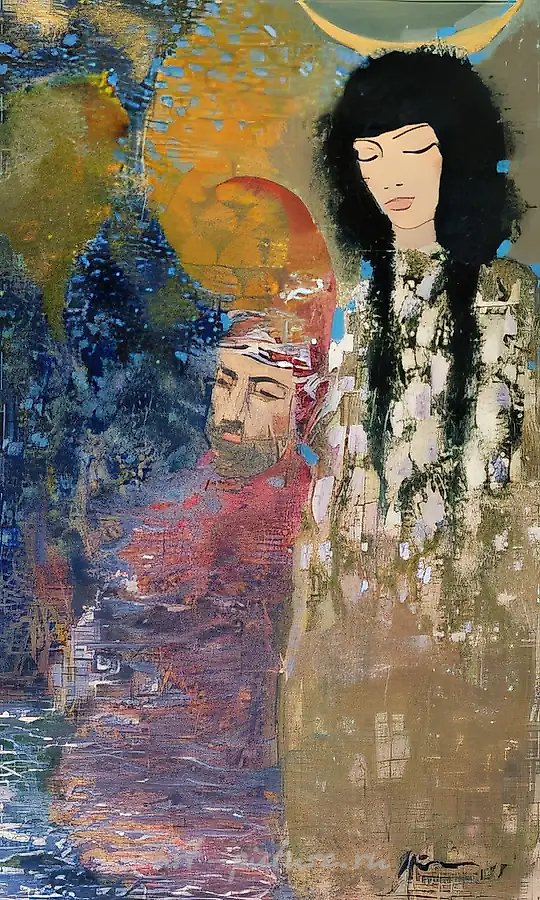 Словно дождик, шепни:"Доброй ночи", 1997, бумага, акрил, золотистая пленка, 52 х 32.5