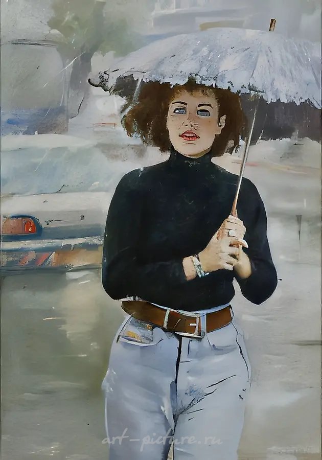 Москва. Дождь, 1995, холст, масло, 75 х 55