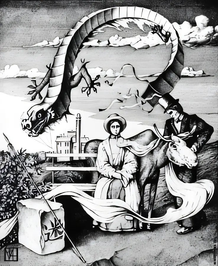 Дракон счастья, 1991, тушь, перо, бумага, 35 х 30