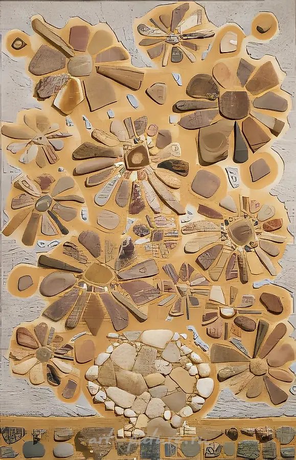 Подсолнухи., 1997, мозаика (речной камень), 100х65