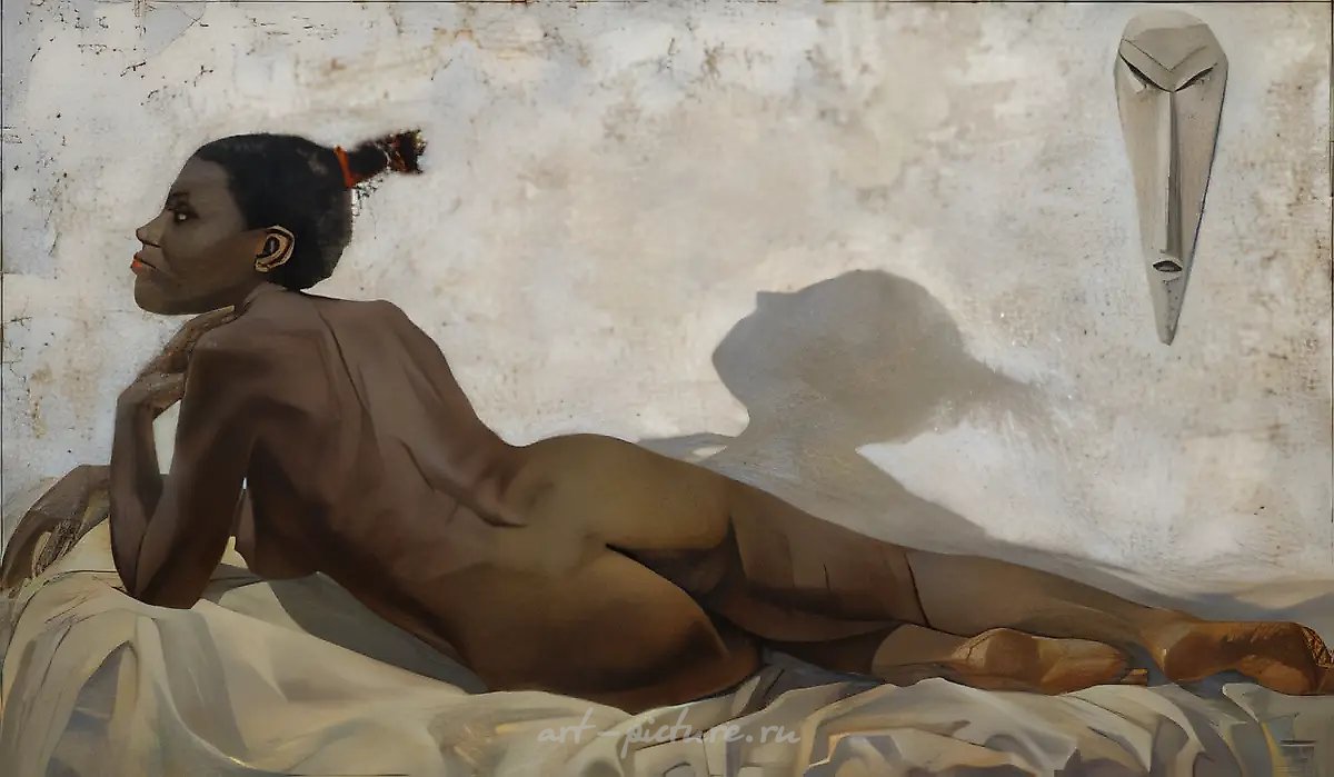 Черная жемчужина., 1996, холст, см. техн., 63 х 107