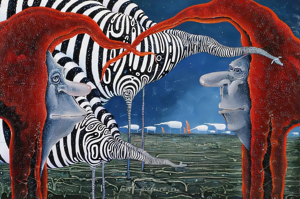 Мужики и зебра, 1996, холст, масло, 56х82