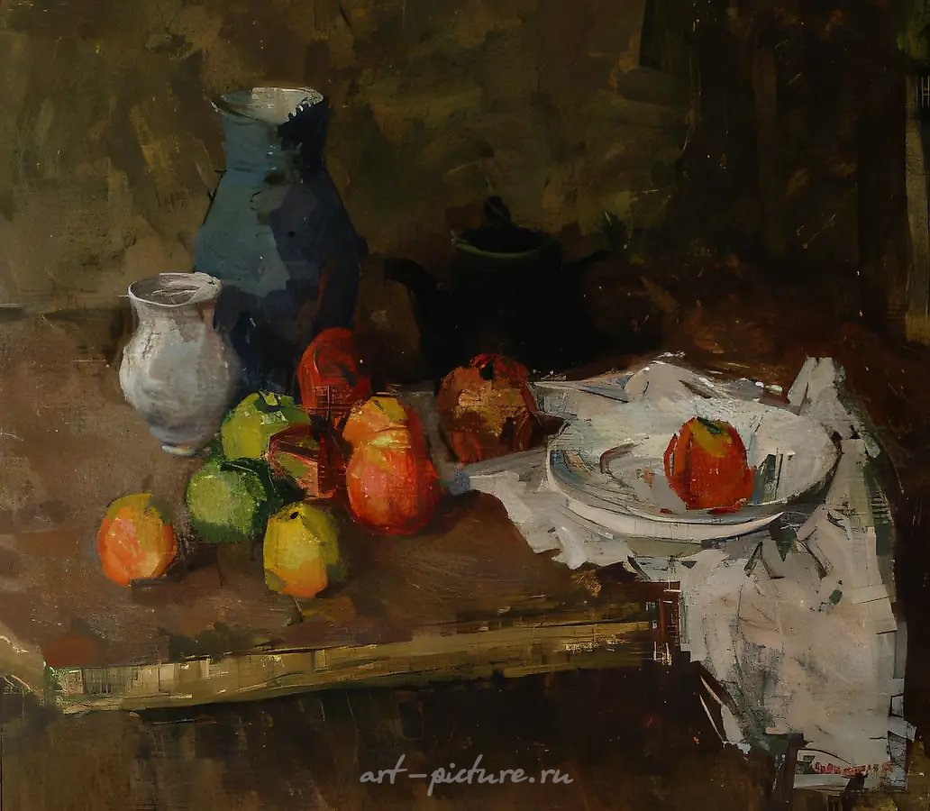 Яблоки на столе, 1988, холст, масло, 69х79