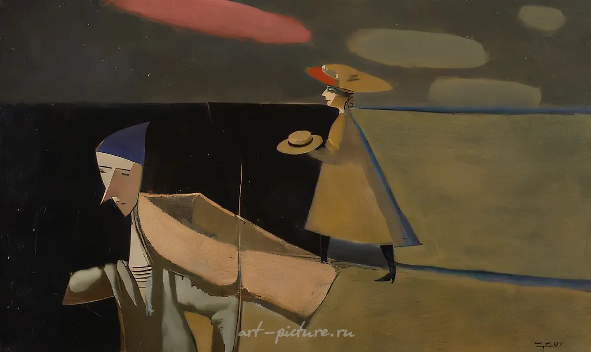 Пиноккио и вечер, 1997, холст, масло, акрил, 50х30
