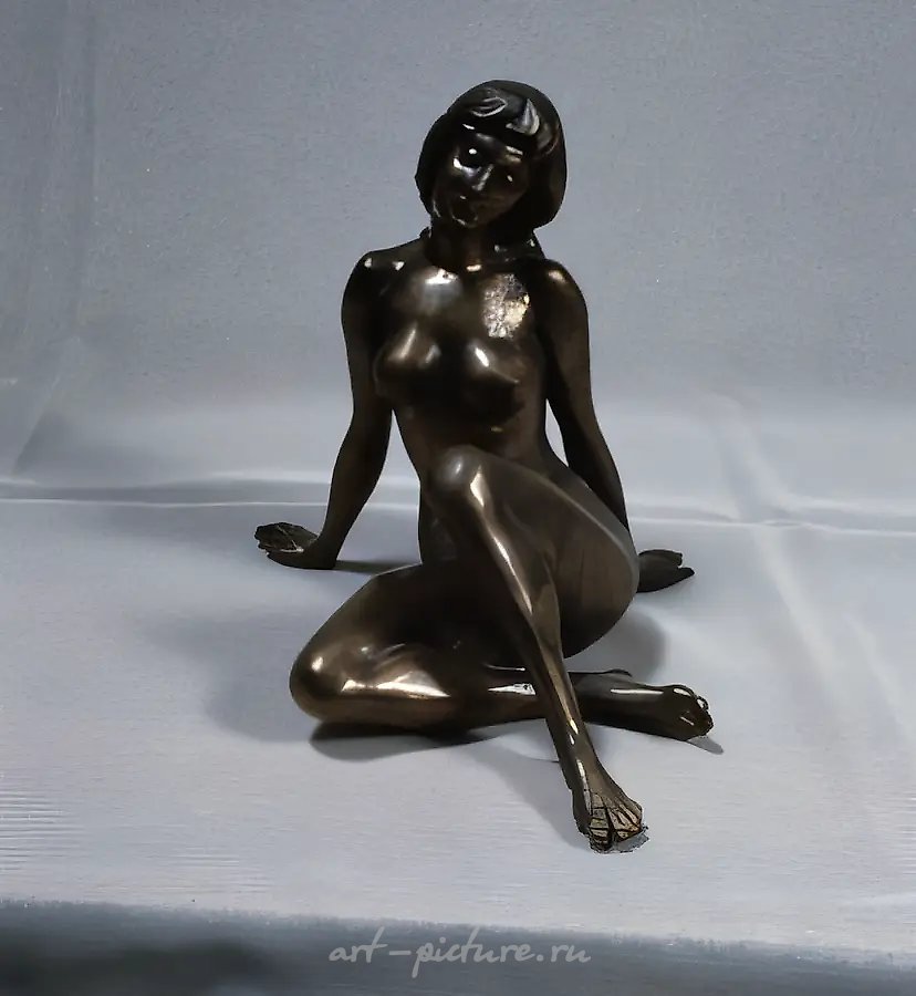 Размышление., 1996, бронза, 25 х 17 х 15