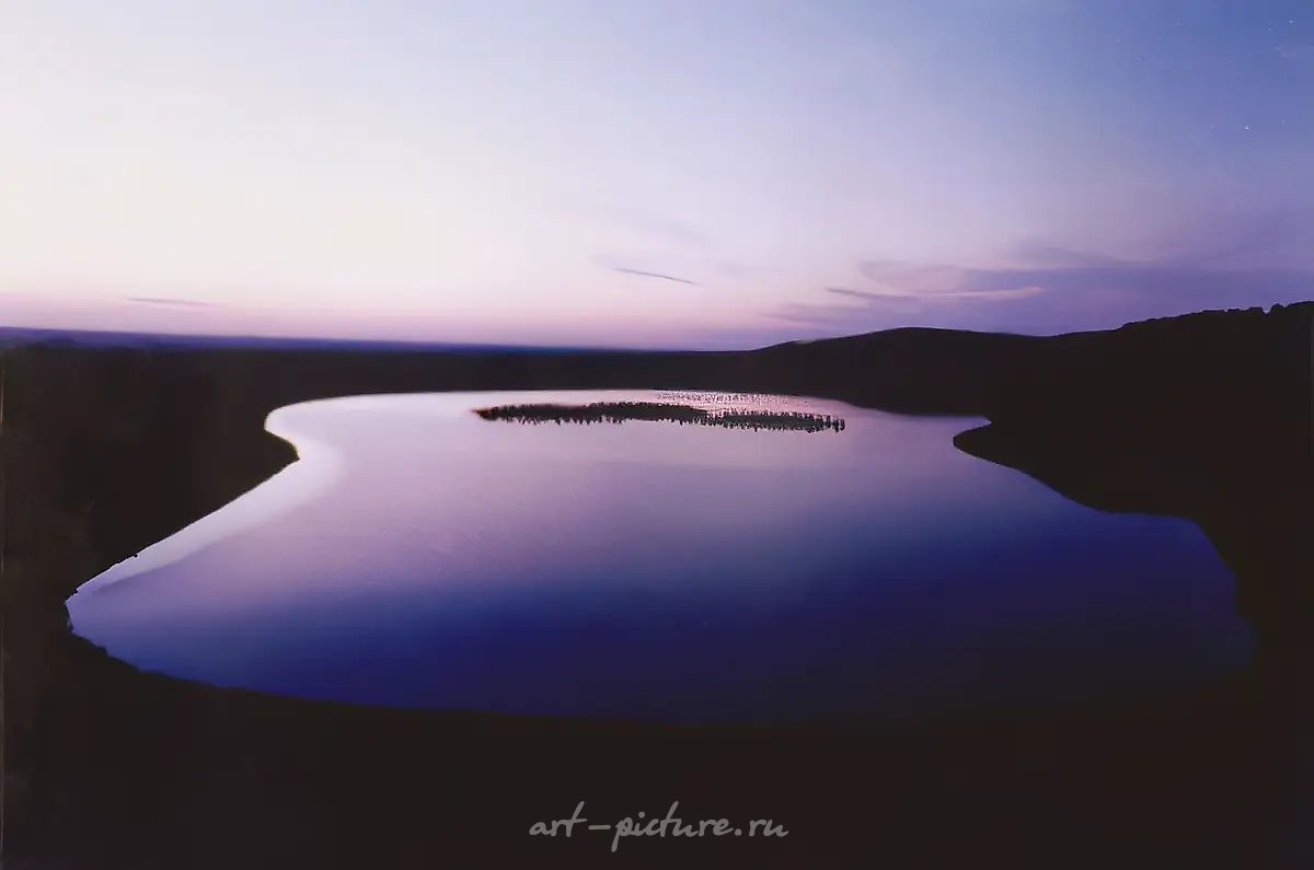 Ночное озеро. Южный Урал., 1998, цветная фотография, 20х30 Собственность автора