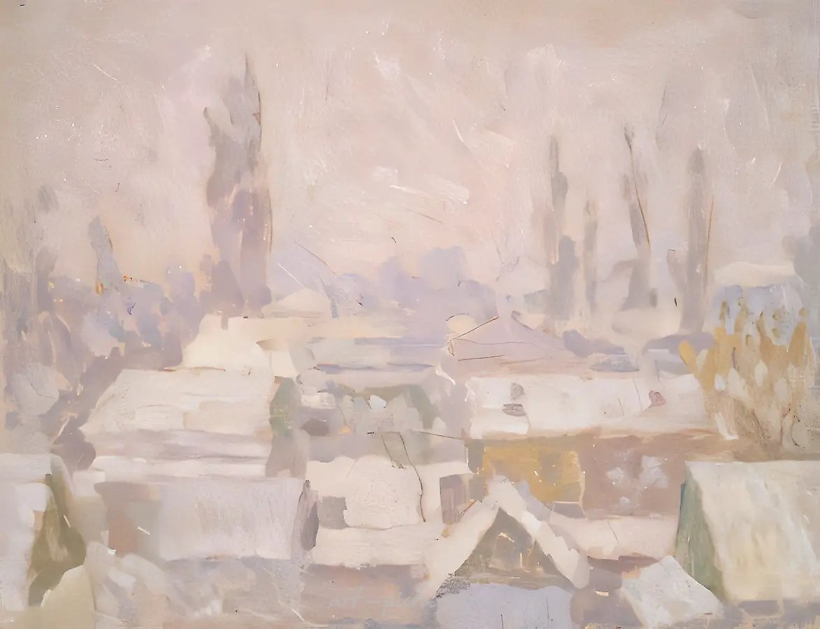 Серебро зимы, 1994, картон, масло, 39 х 50