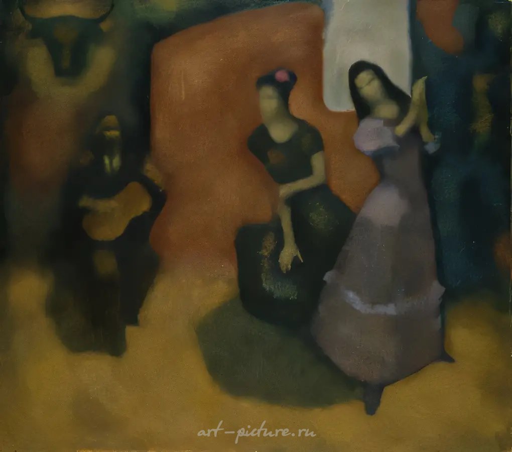 Испанки. Танец., 1990, холст, масло, 80 х 90