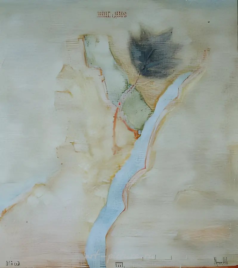 Пейзаж с деревом., 1997, холст, темпера, масло, 100 х 90