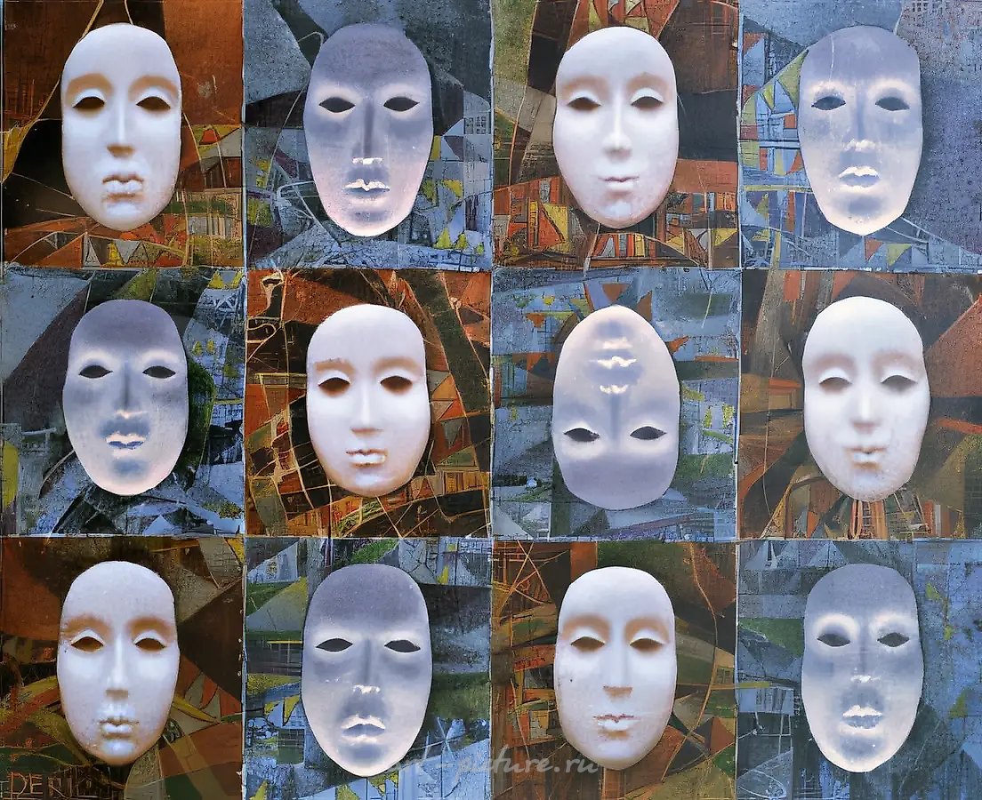 Он и они., 1994, холст, масло, 88 х 108
