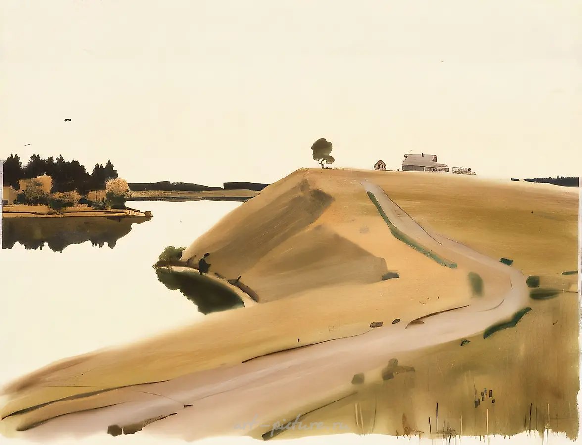 Летний вечер на реке., 1995, бумага, акварель, 50 х 65