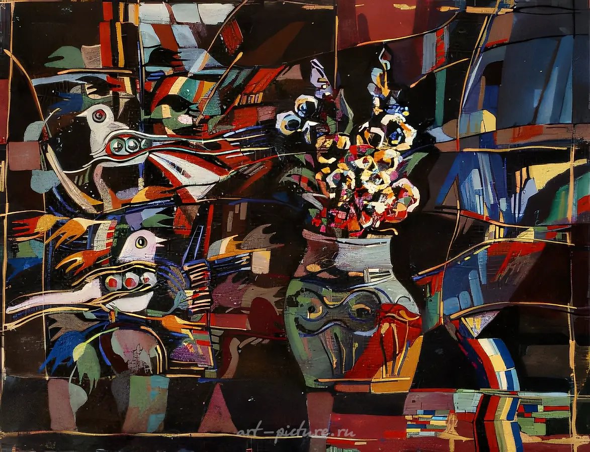 Украинский романс., 1993, смешанная техника, 108 х 140