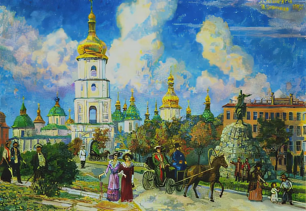 Киев. Софийская площадь., 1997, холст, масло, 50х70 Написано в соавторстве с А. Оранской.
Собственность автора