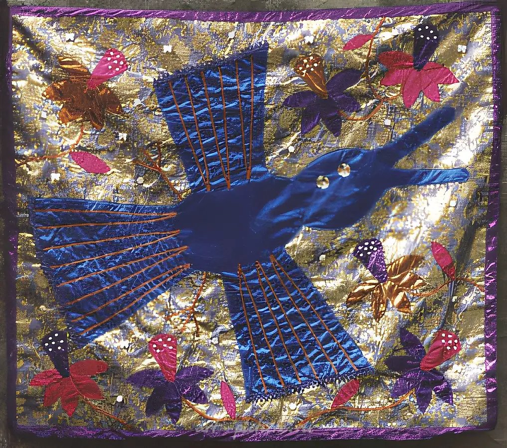 Синяя птица, 1997, ткань, аппликация, 90x100