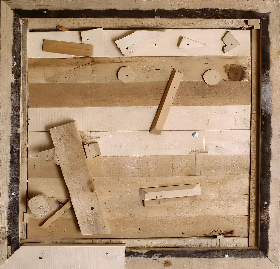 Портрет Христа, 1987, коллаж, дерево, 51x50,5. Продано с аукциона «Dorotheum», Вена, 1990