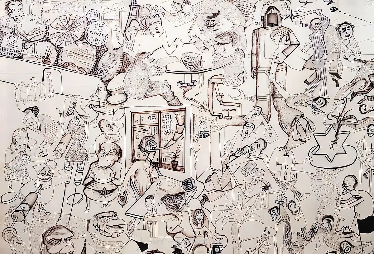 Сон разума рождает чудовищ, 1999, ватман, чёрная шариковая ручка, 50x70. Собственность автора