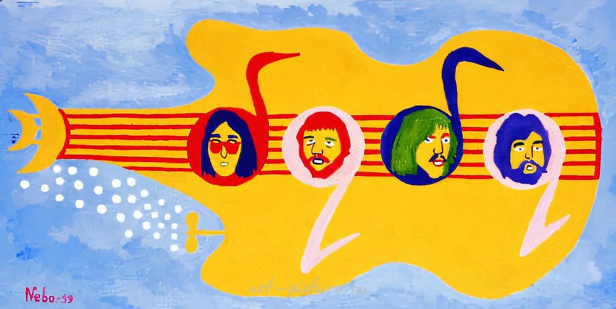 «The Beatles». Жёлтая подводная лодка, 1999, оргалит, масло, 30,2x57,5. Собственность автора
