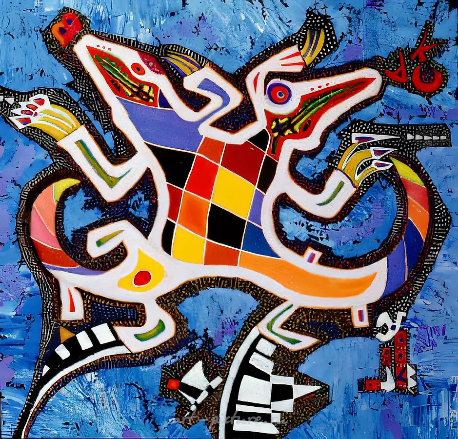 Мозаичные крокодилы, 1991, масло на холсте, 60x60. Частная коллекция