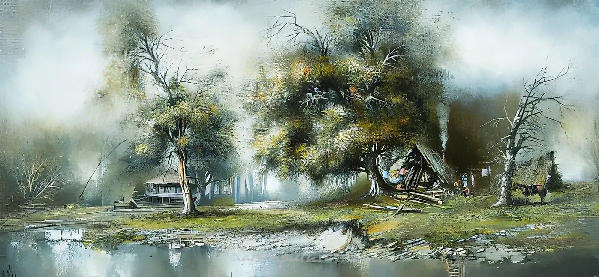 Село Туташхия., 1997, холст, масло, 39х83