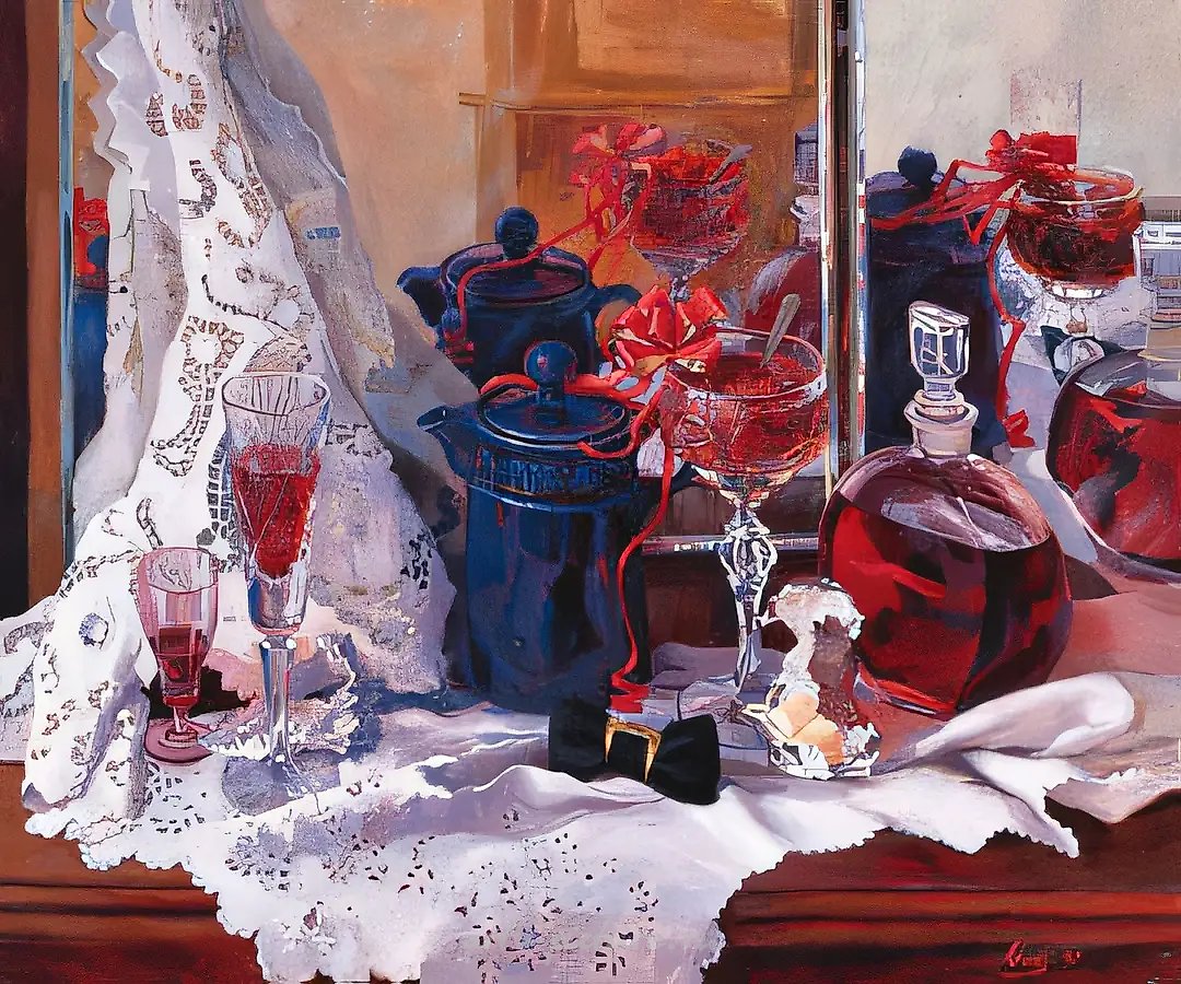 Натюрморт с зеркалом, 1997, холст, масло, 66.5х80