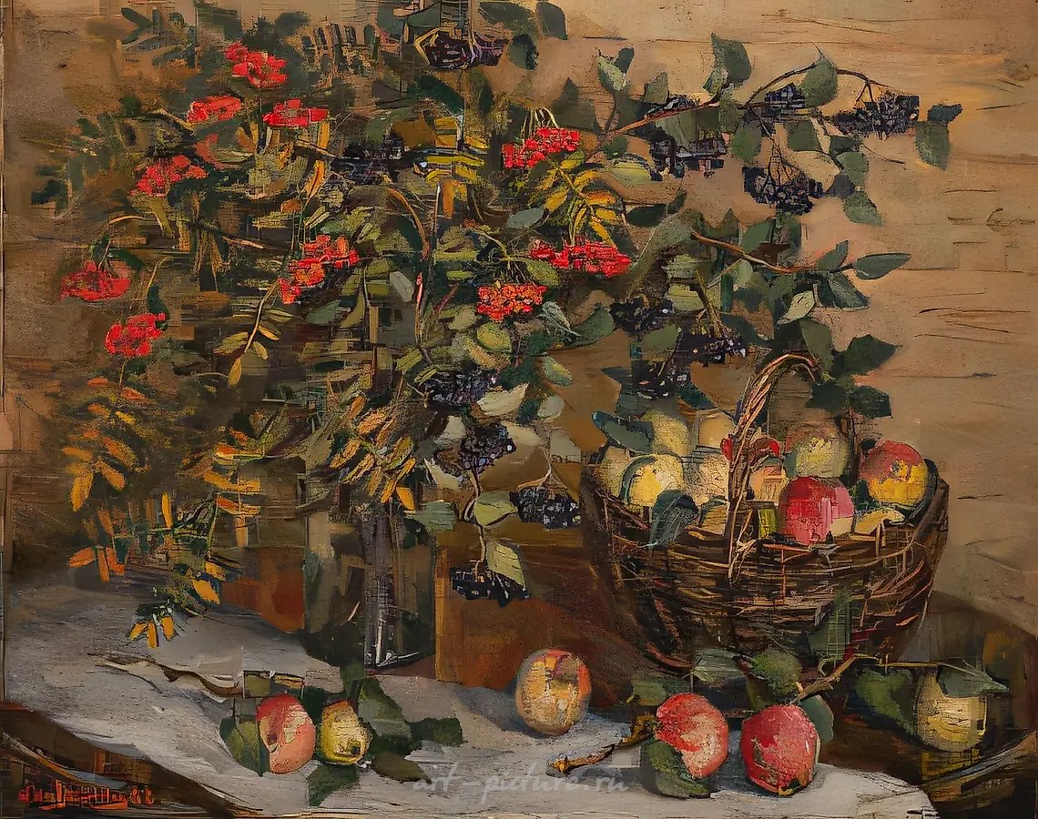 Осенний натюрморт., 1982, холст, масло, 45х86