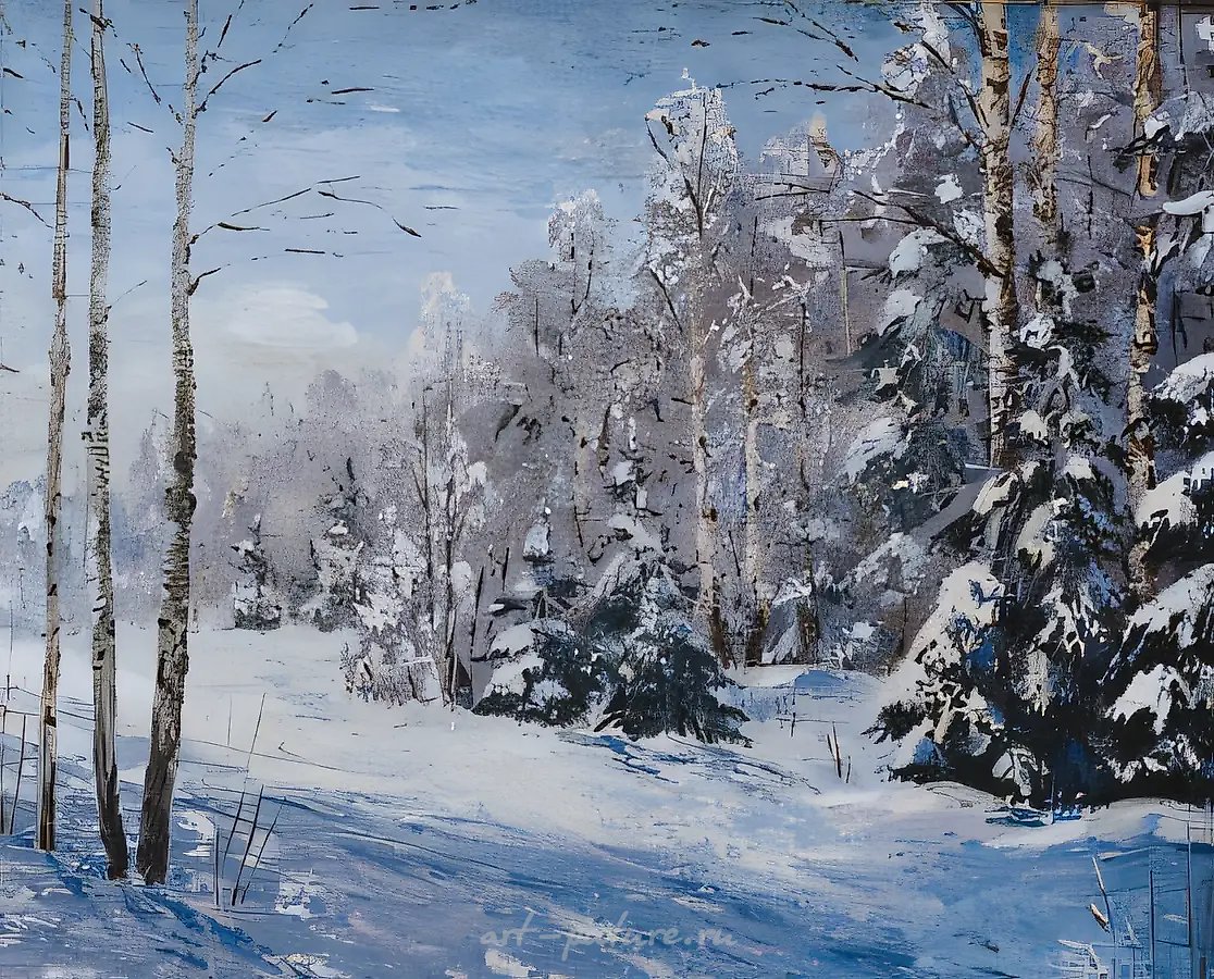 Сибирская зима., 1997, холст, масло, 55х65
