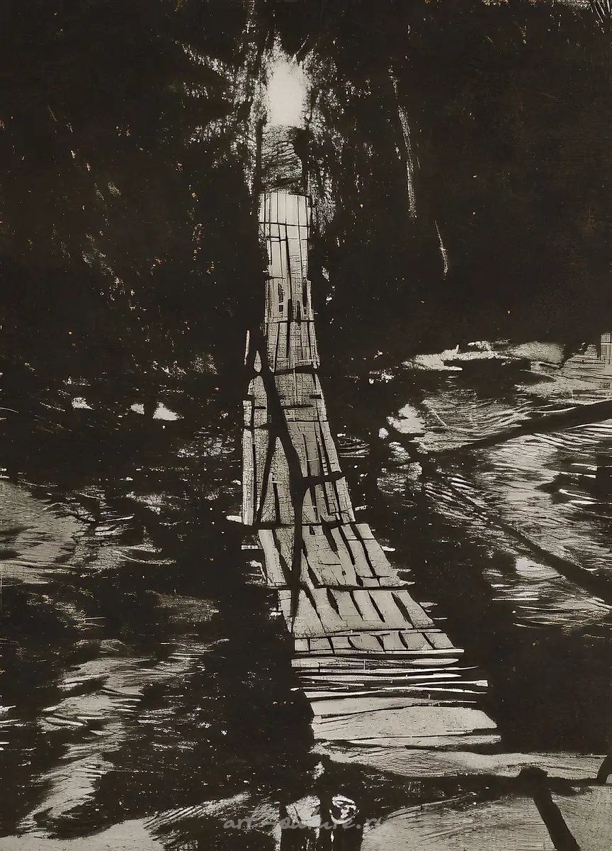 Лысогорские мотивы. Мост., 1995, офорт, сухая игла, 25х19
