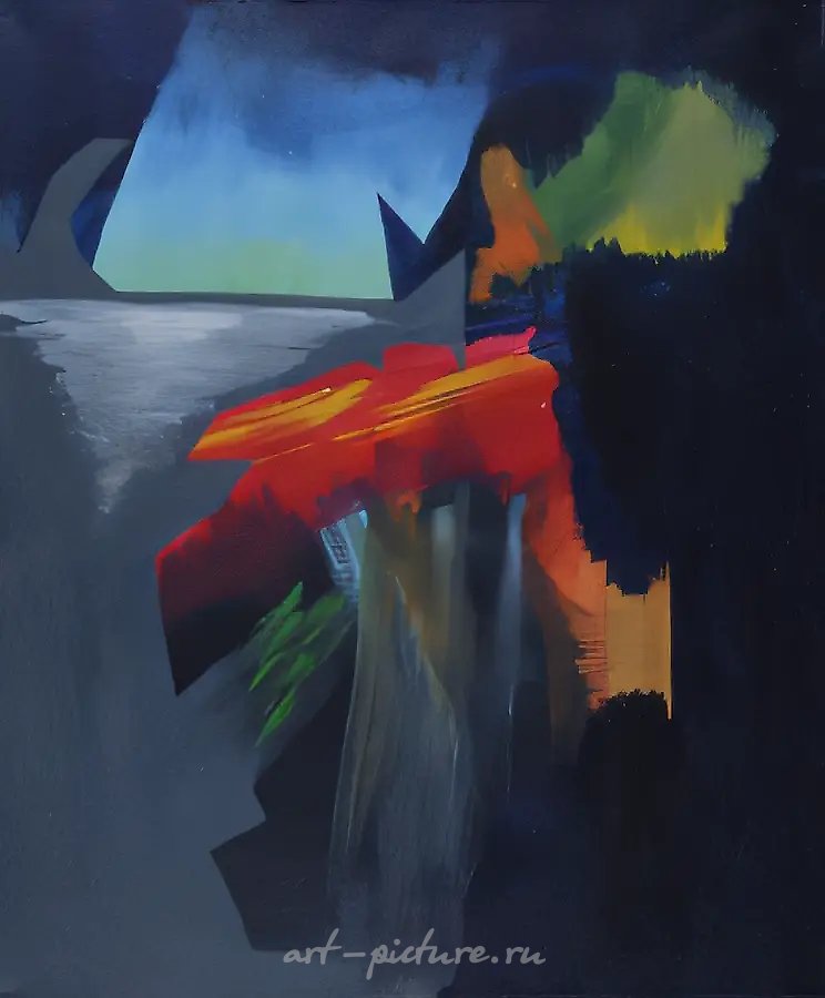 Красный цветок, 1998, холст, акрил, 60х50