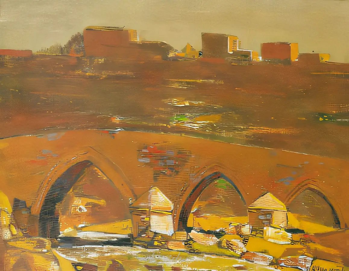 Мост в Ошакане, 1997, холст, масло, 50х60