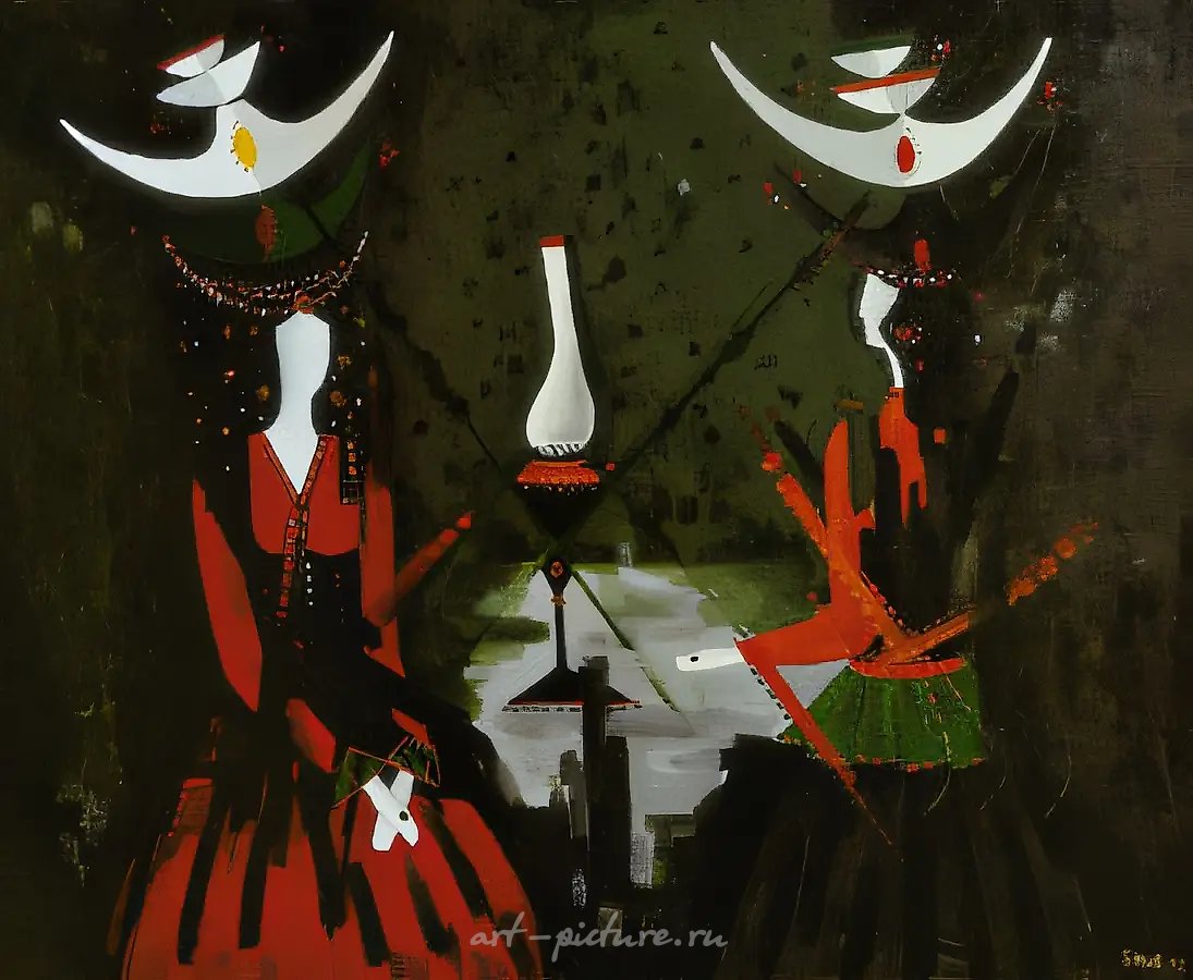 Подруги, 1990, холст, масло, 50х60