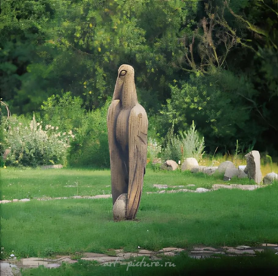 Хозяин, 1997, дерево, камень, 200х60х45