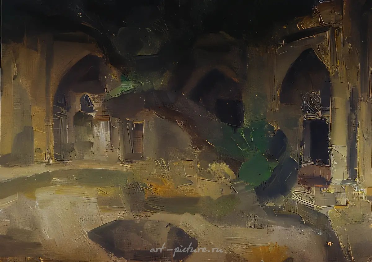 Восточный дворик, 1997, холст, масло, 70х80