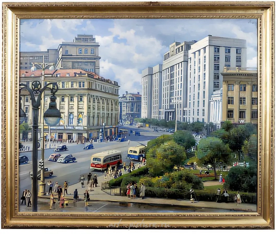 Москва. Площадь Свердлова, 1950, холст, масло, 82х100