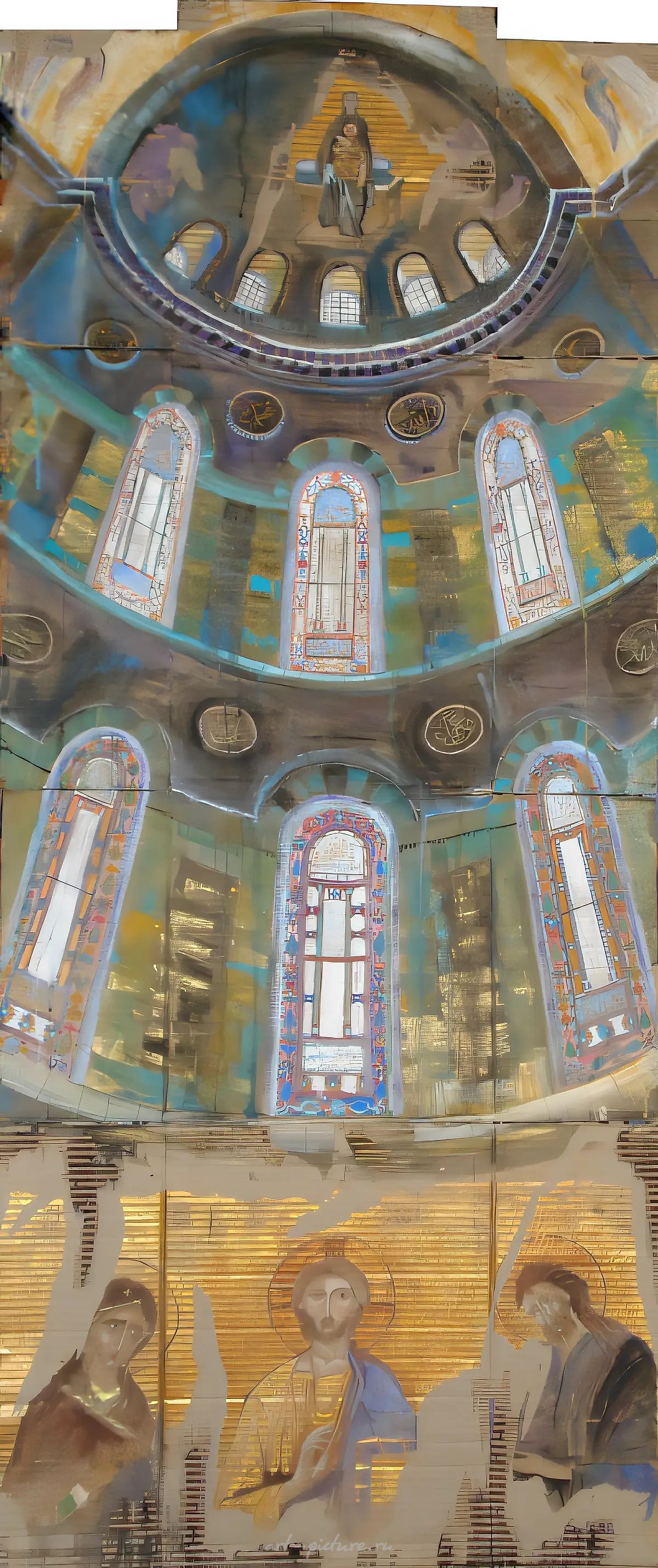 Айя-София, 2007, гофрокартон, смешанная техника, 165 х 69