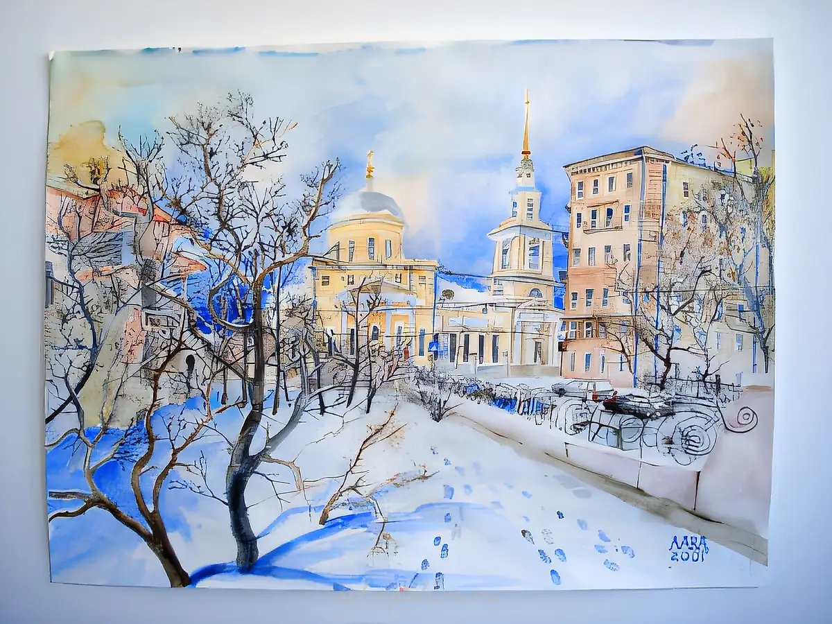 Москва. Перекрёсток Спиридоновки и Малой Никитской улицы, 2007, бумага, акварель, гуашь, 38 х 50,5