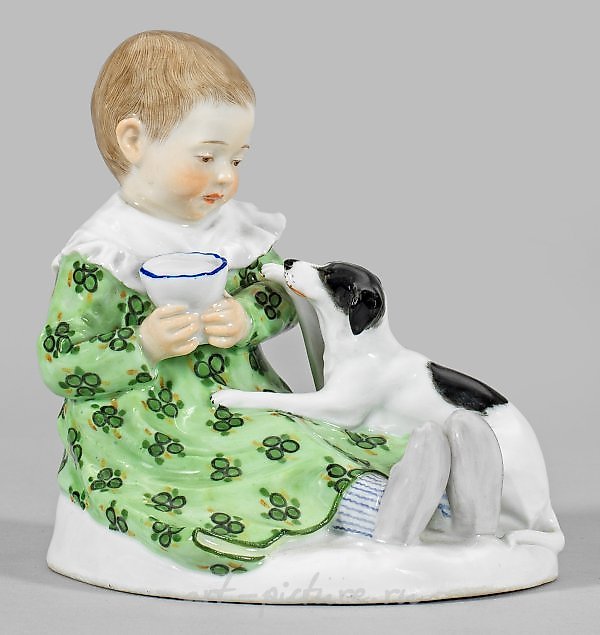 Art Nouveau Figure "Child with Dog"